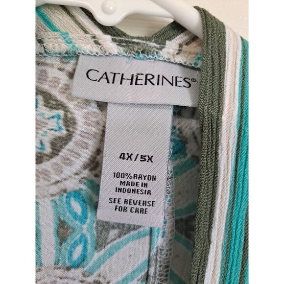 Catherines 4X-5X Multicolor Medallion Print Beach Cover-Up/Kimono Open Front - Picture 2 of 6